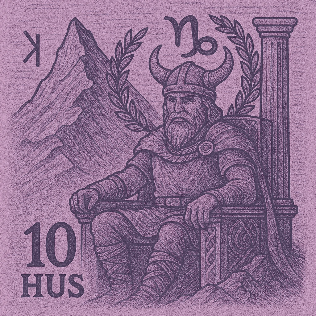 Illustration af 10. hus i astrologi - Karriere, ambitioner og offentlig status