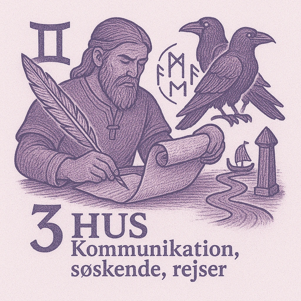 Illustration af 3. hus i astrologi - Kommunikation, søskende og læring