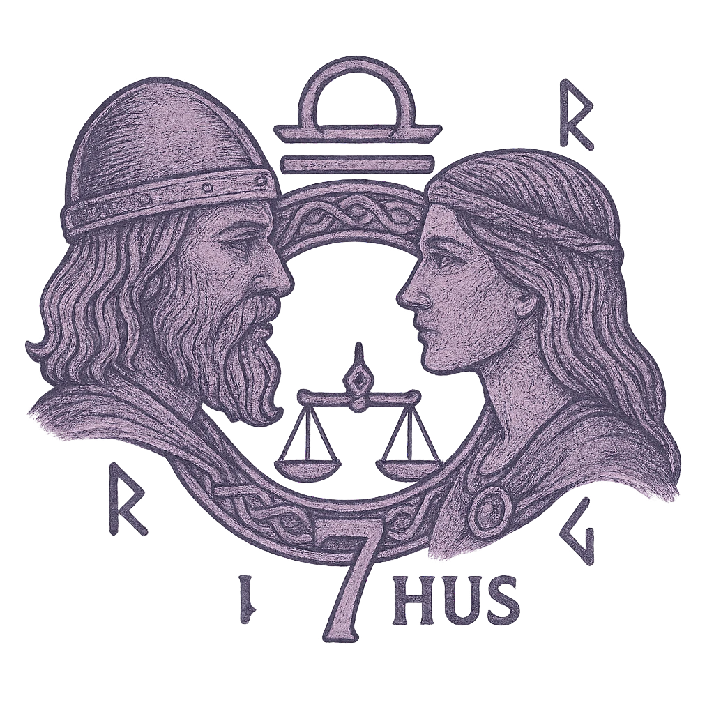 Illustration af 7. hus i astrologi - Relationer, ægteskab og partnerskaber