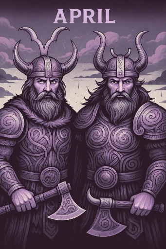 Illustration af Stjernetegn i April: Vædderen og Tyren