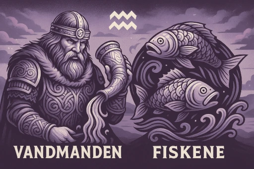 Illustration af Stjernetegn i Februar: Vandmanden og Fiskene