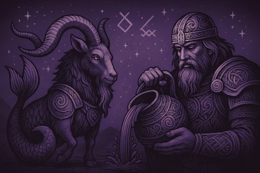 Illustration af Stjernetegn i Januar: Stenbukken og Vandmanden